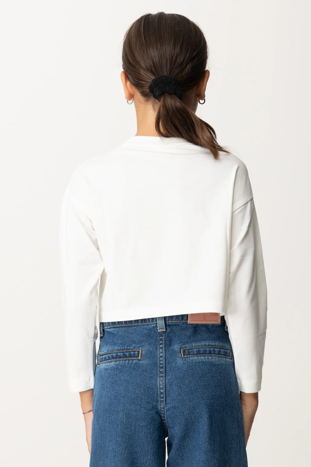 T-shirt Crop con Manica Lunga con Logo - Image 3
