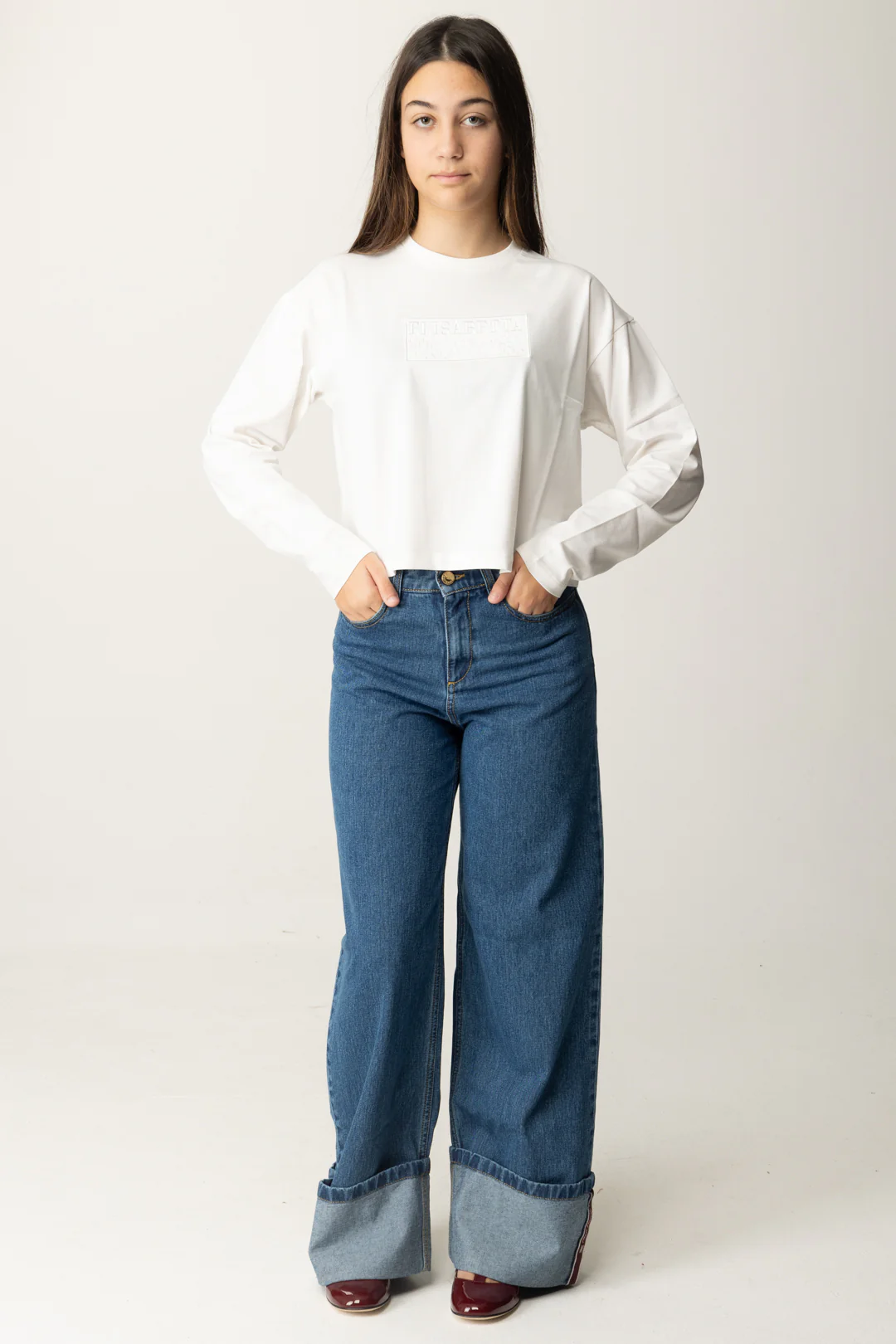 T-shirt Crop con Manica Lunga con Logo - Image 5