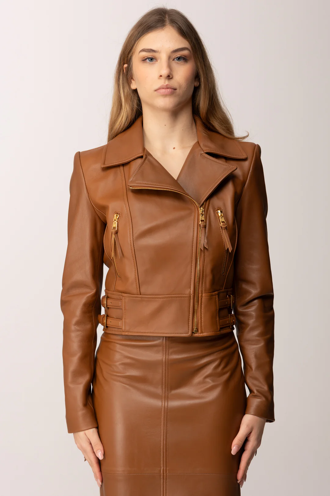 Giacca In Pelle con Cc Sul Retro - Image 3