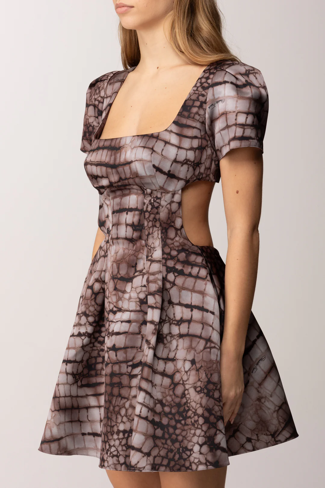 Mini Abito a Ruota In Duchesse con Stampa Alligatore - Image 4
