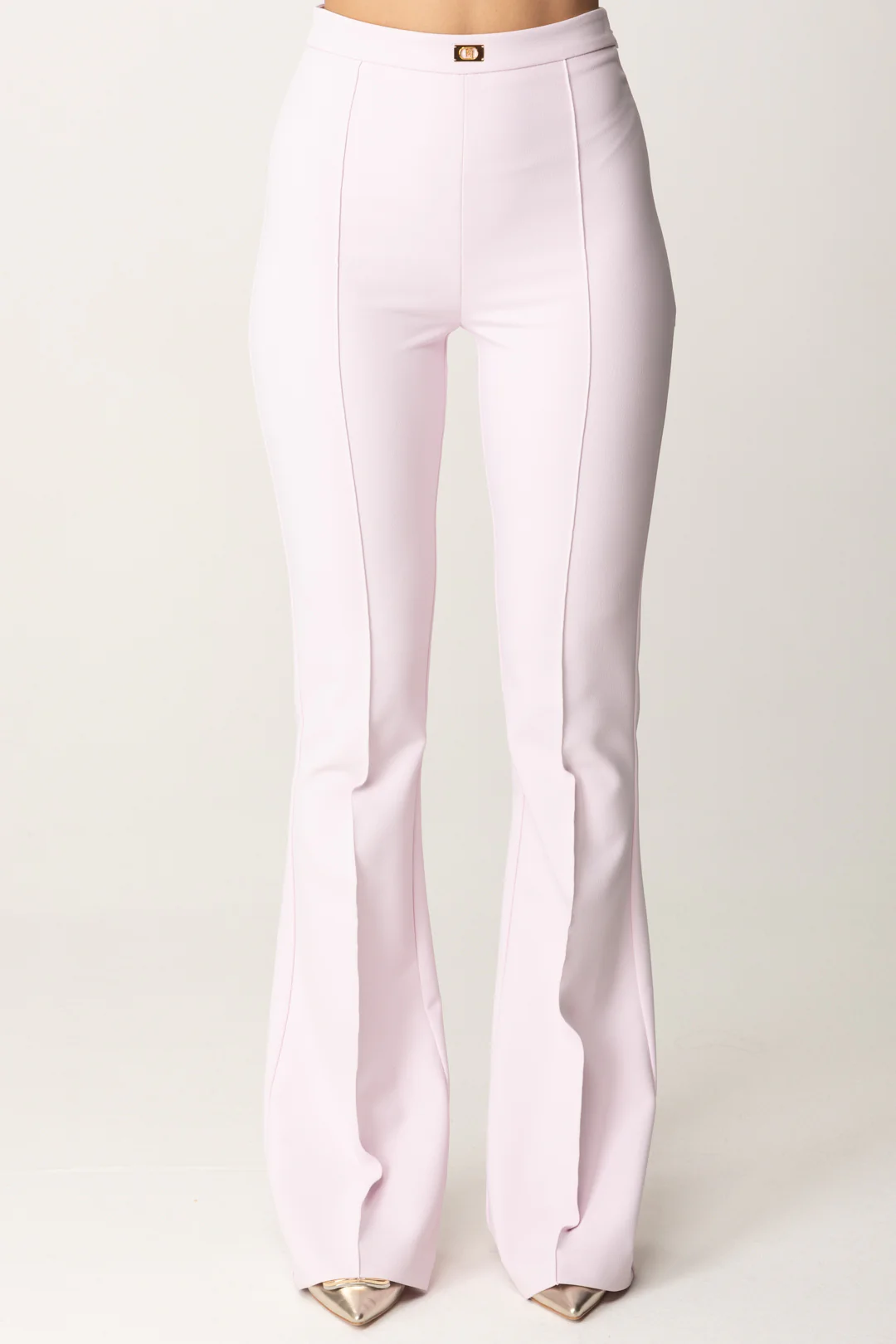 Pantaloni Flare In Crêpe con Placca Logo - Image 3