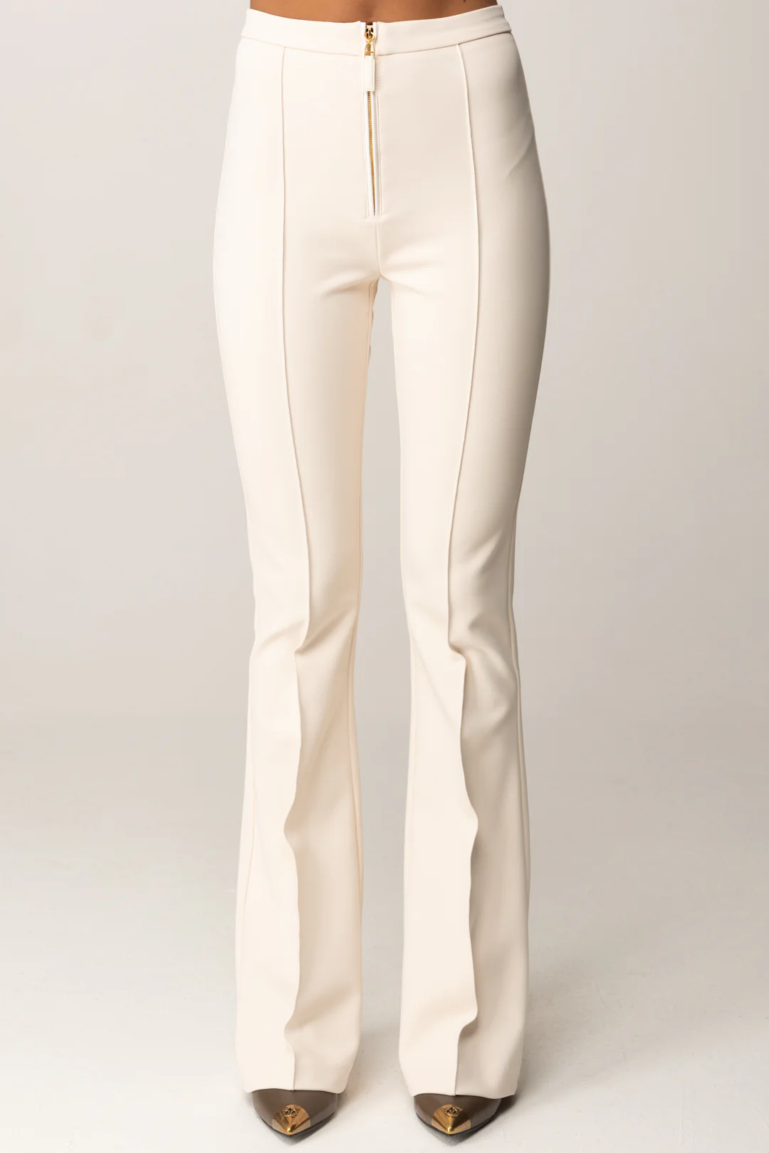 Pantaloni Flare In Doppio Crêpe con Zip - Image 3