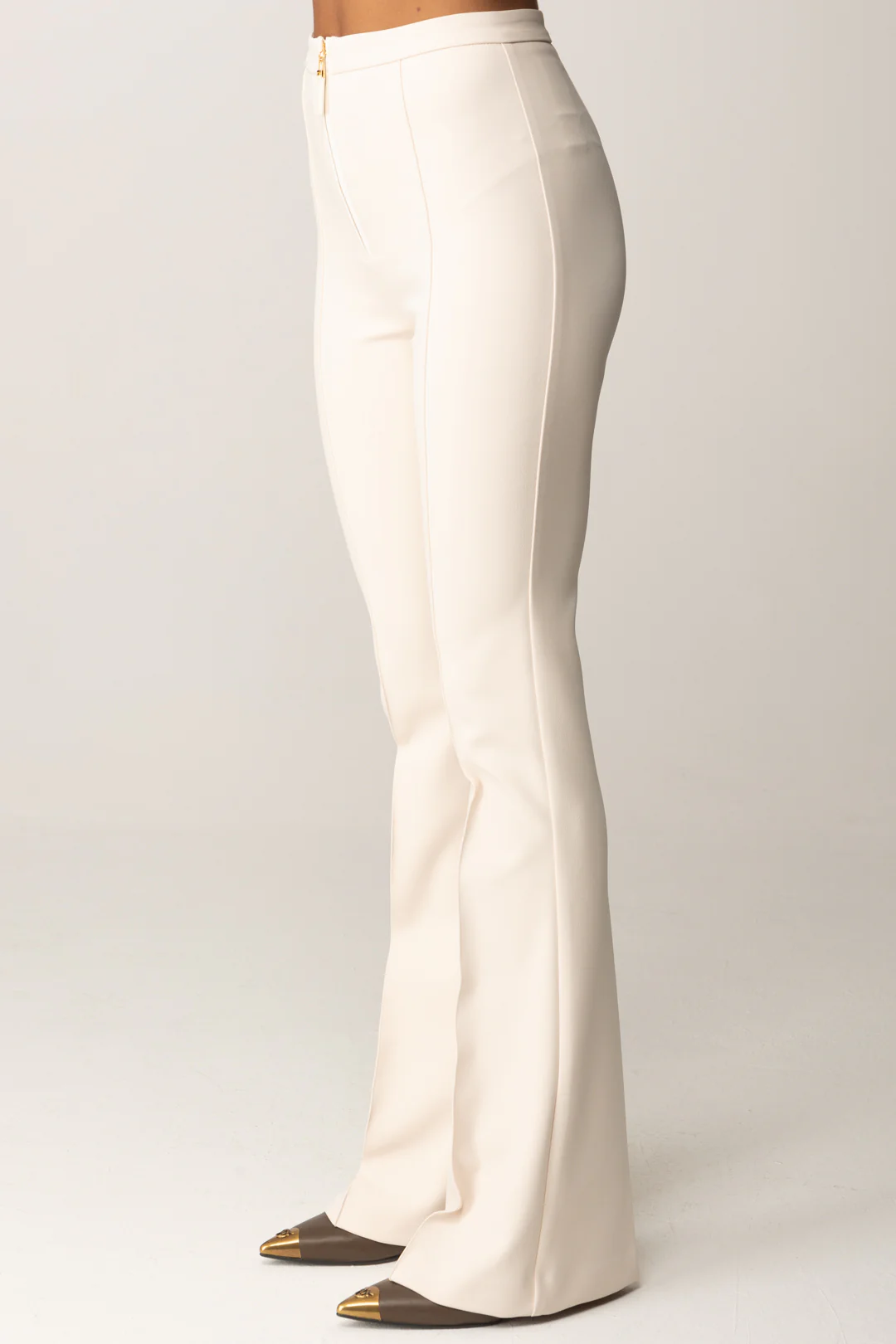 Pantaloni Flare In Doppio Crêpe con Zip - Image 4