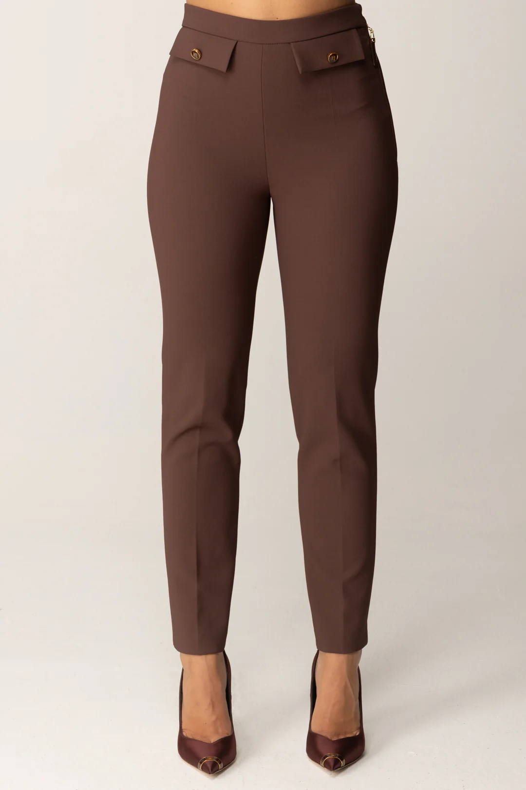 Pantaloni In Doppio Crepe con Pattine - Image 3
