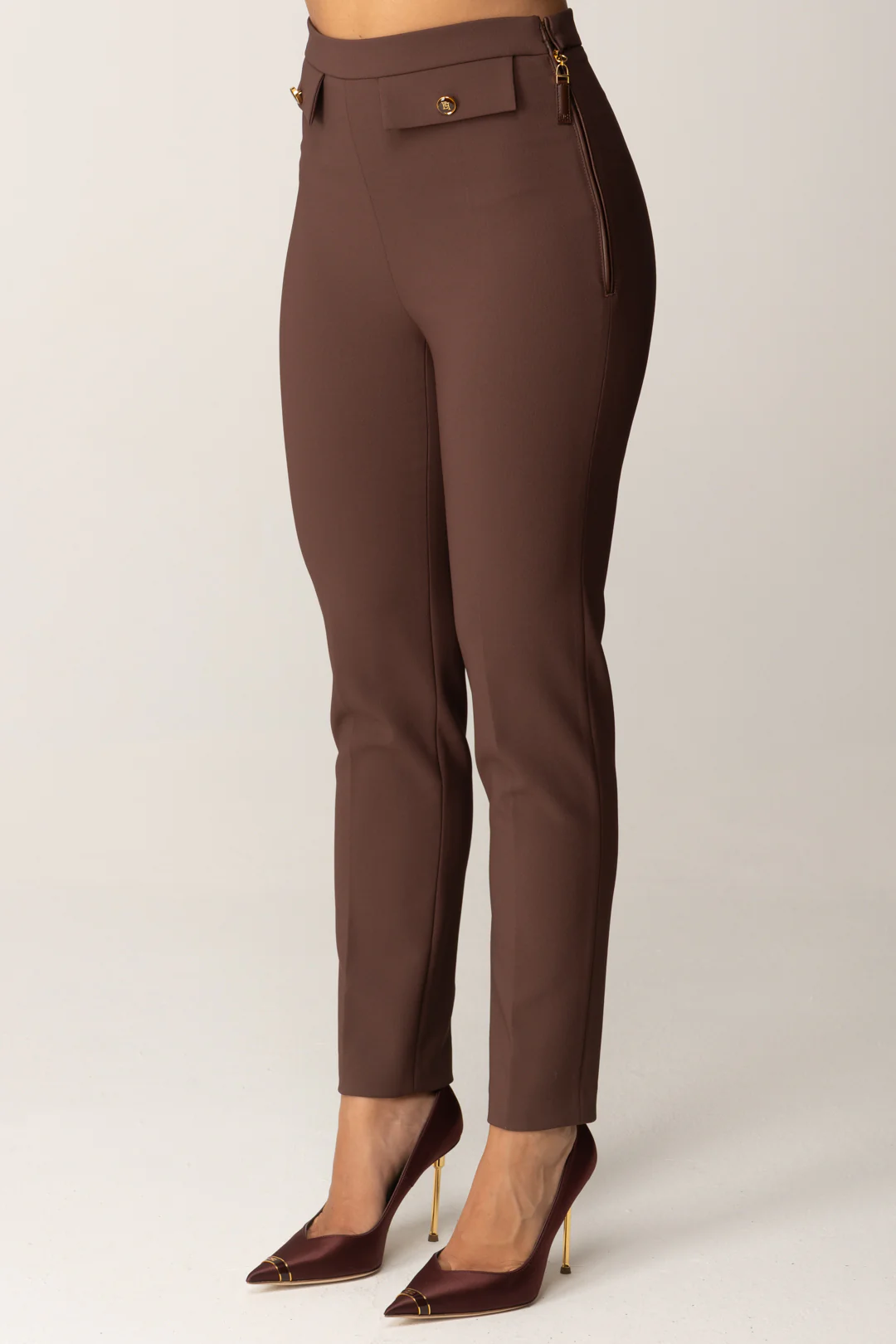 Pantaloni In Doppio Crepe con Pattine - Image 4