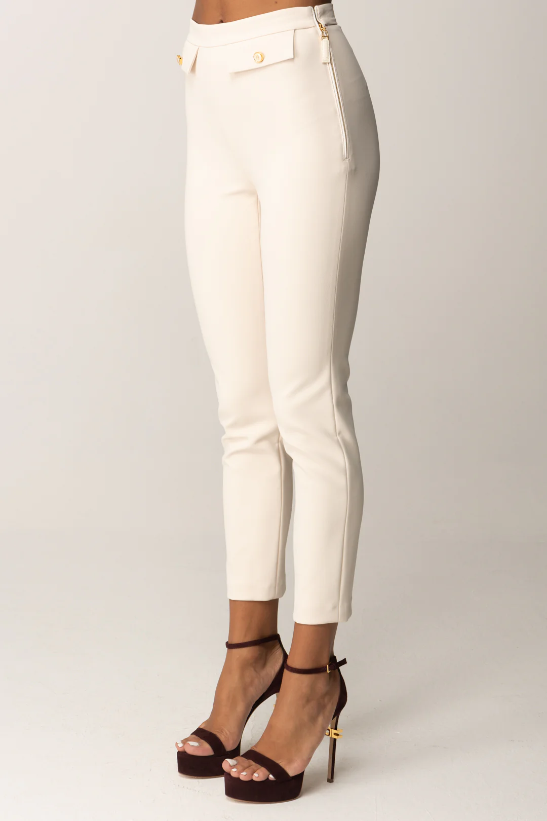 Pantaloni In Doppio Crepe con Pattine - Image 4