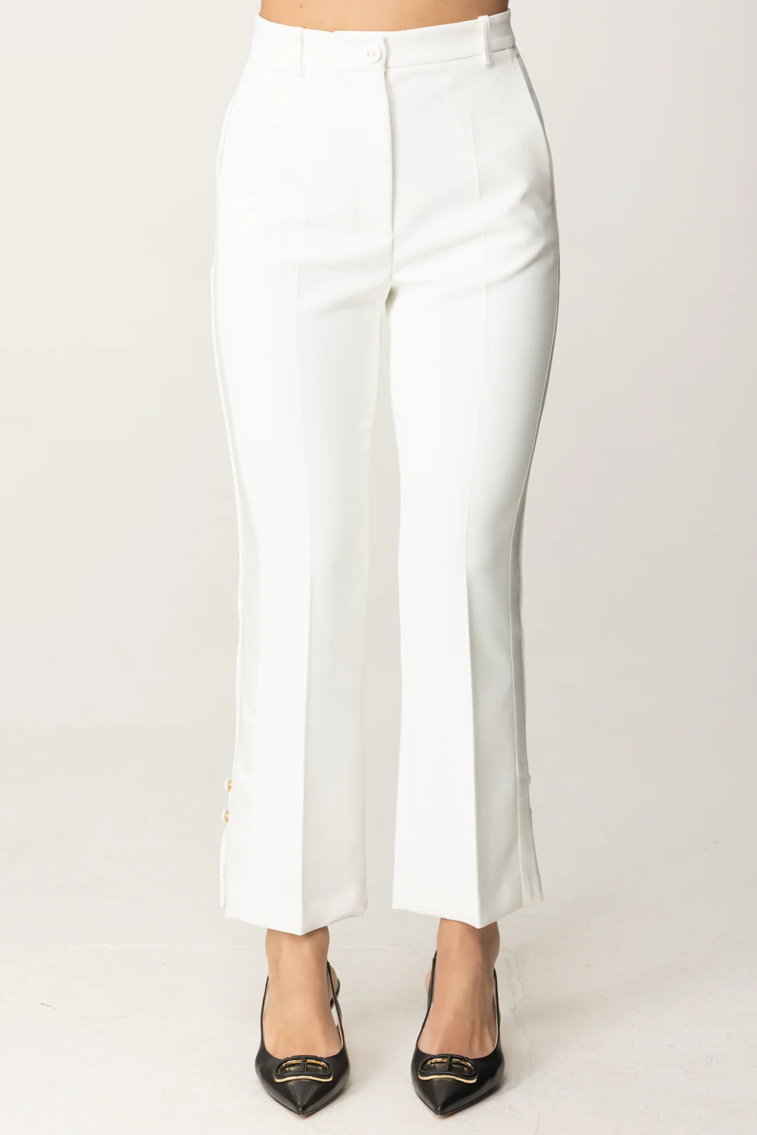 Pantaloni Smoking Alla Caviglia con Bande In Raso - Image 3