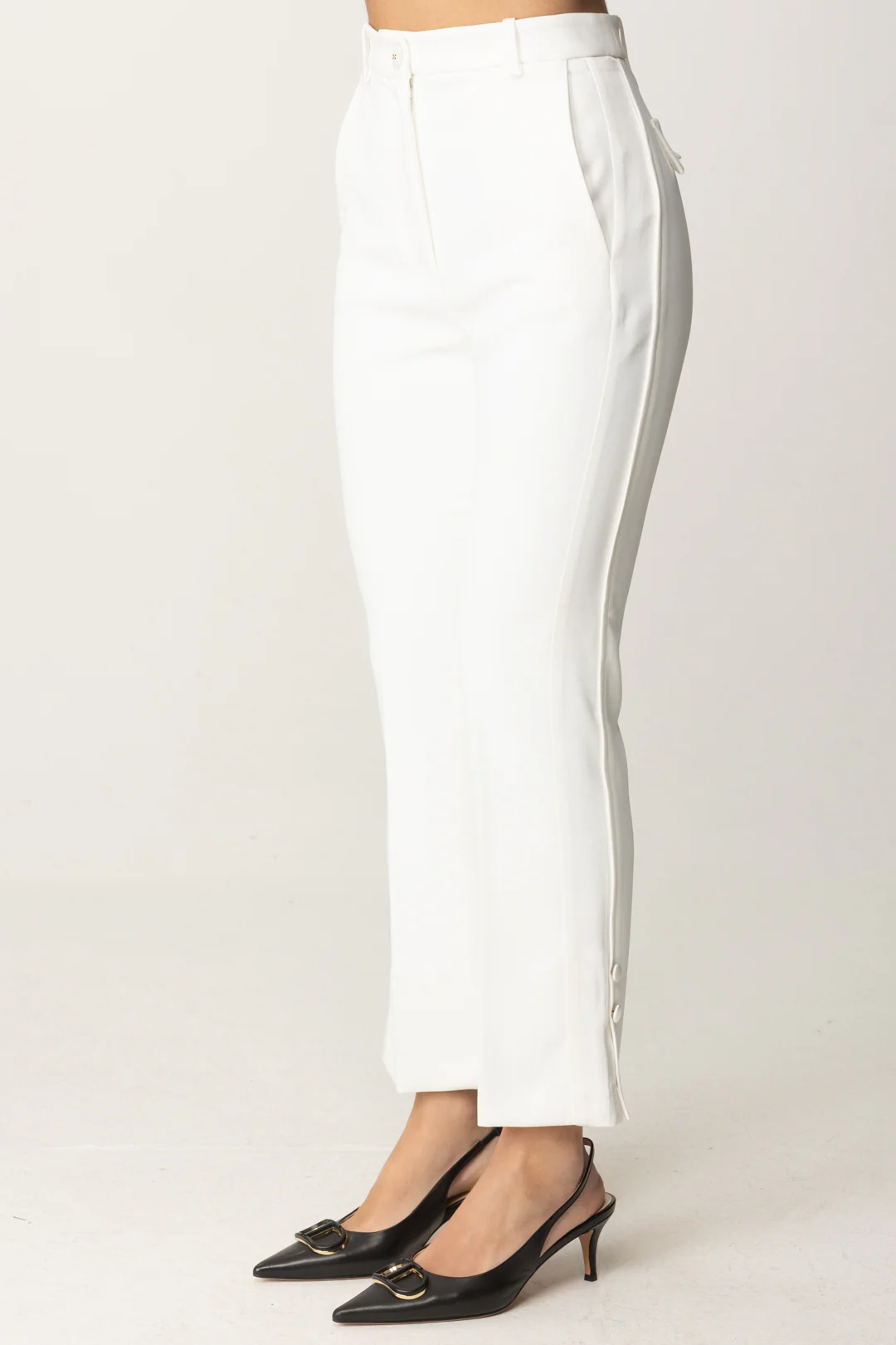 Pantaloni Smoking Alla Caviglia con Bande In Raso - Image 4