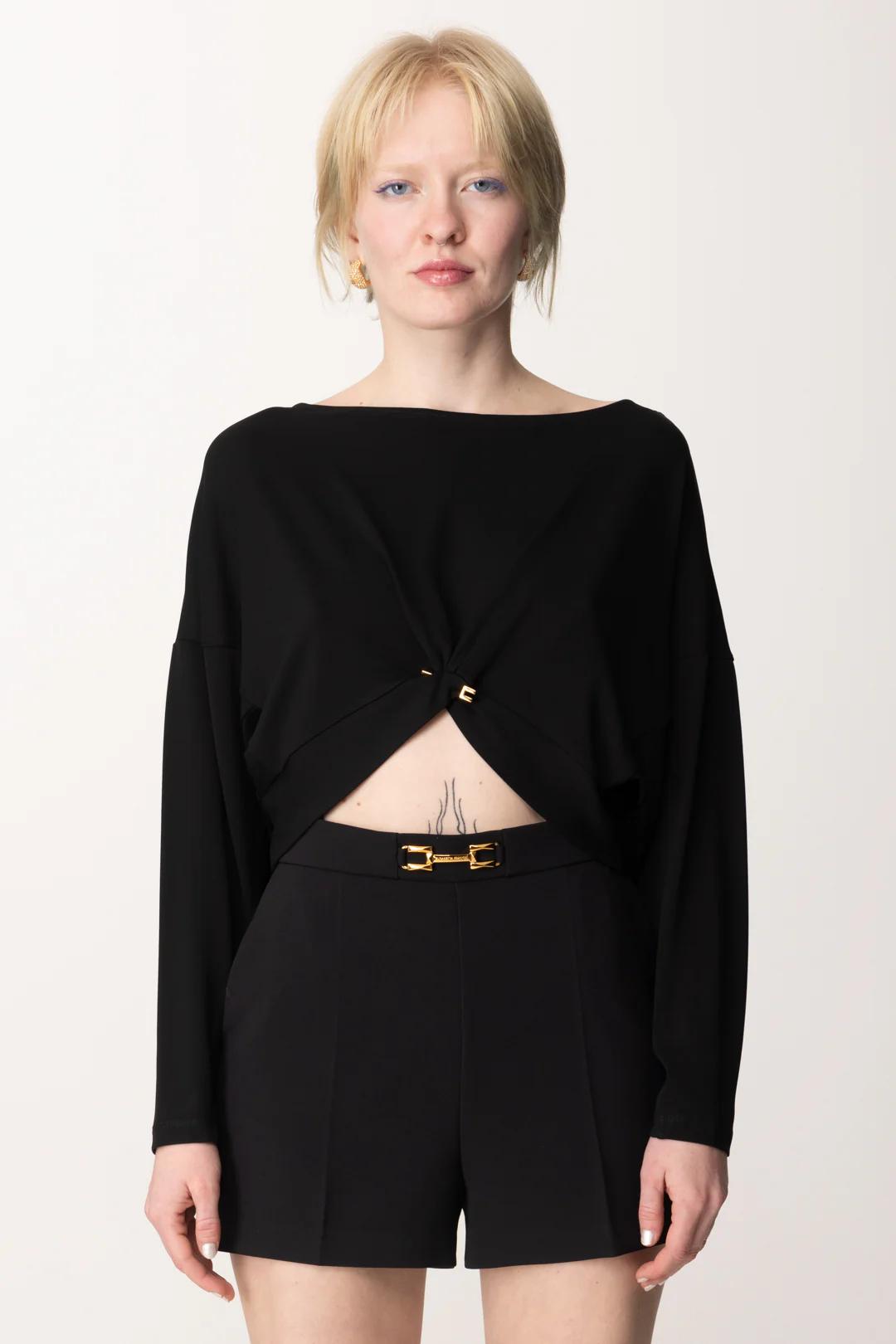 Top Crop a Maniche Lunghe con Mini Logo - Image 3