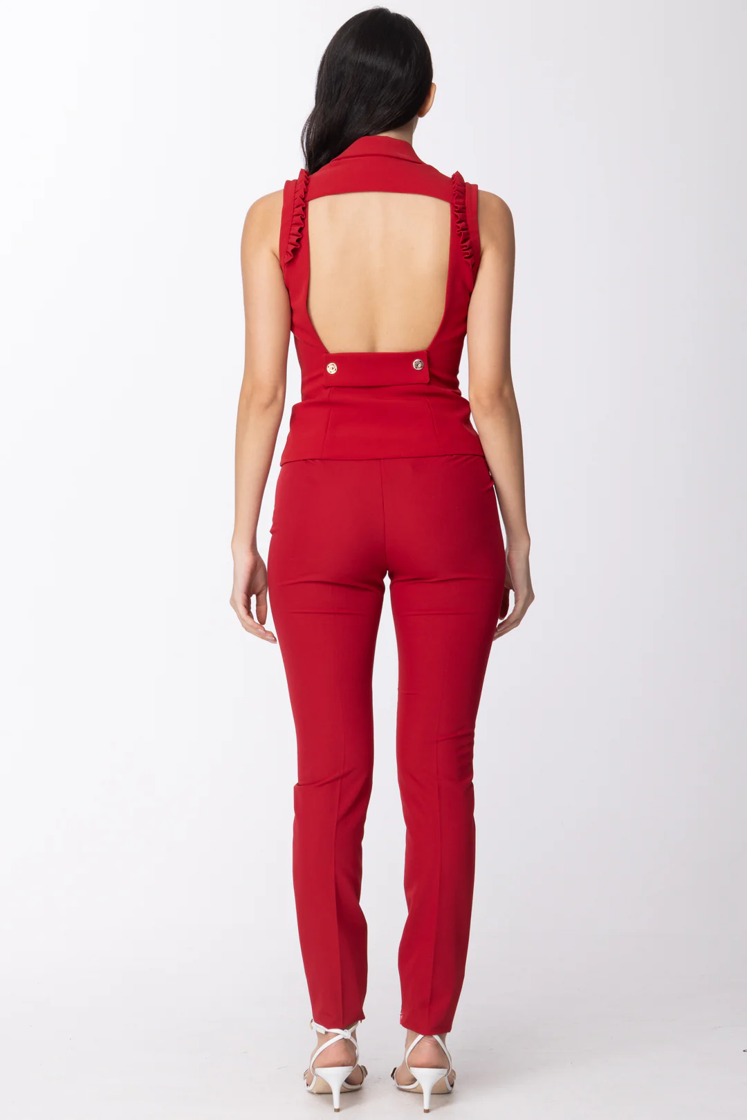 Mangano: Gilet Doppiopetto Schiena Nuda Dettagli Rouches Sulle Spalle - Image 3