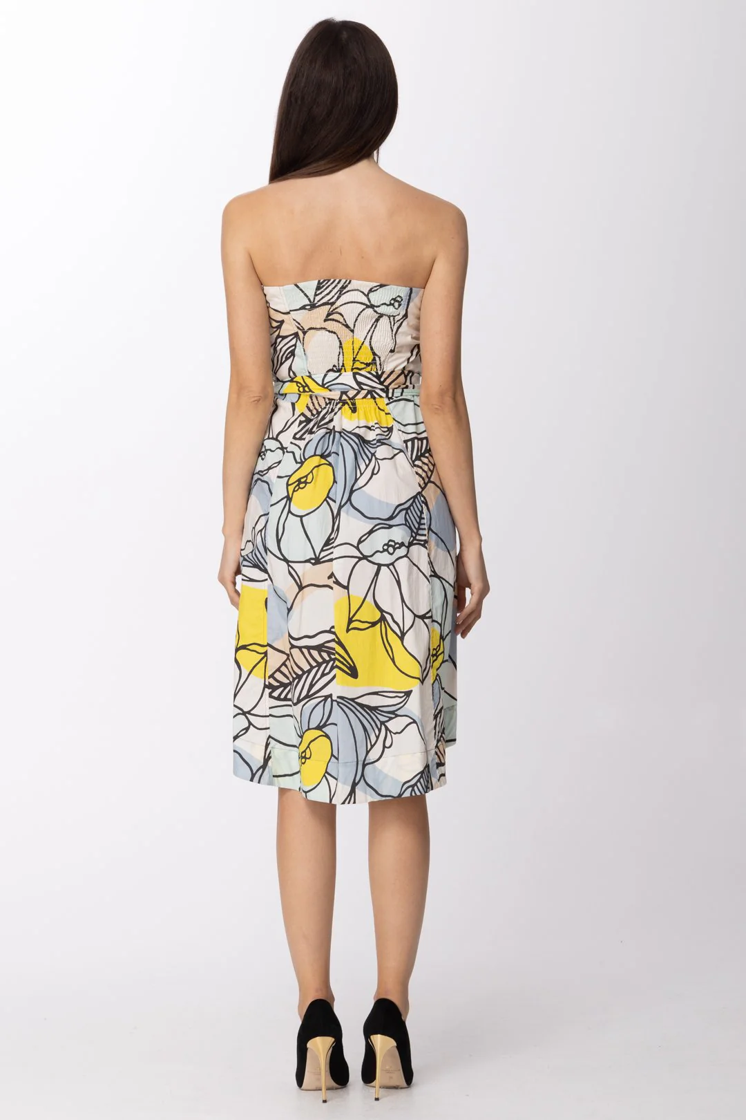 Abito Asimmetrico con Stampa Floreale e Cintura - Image 3