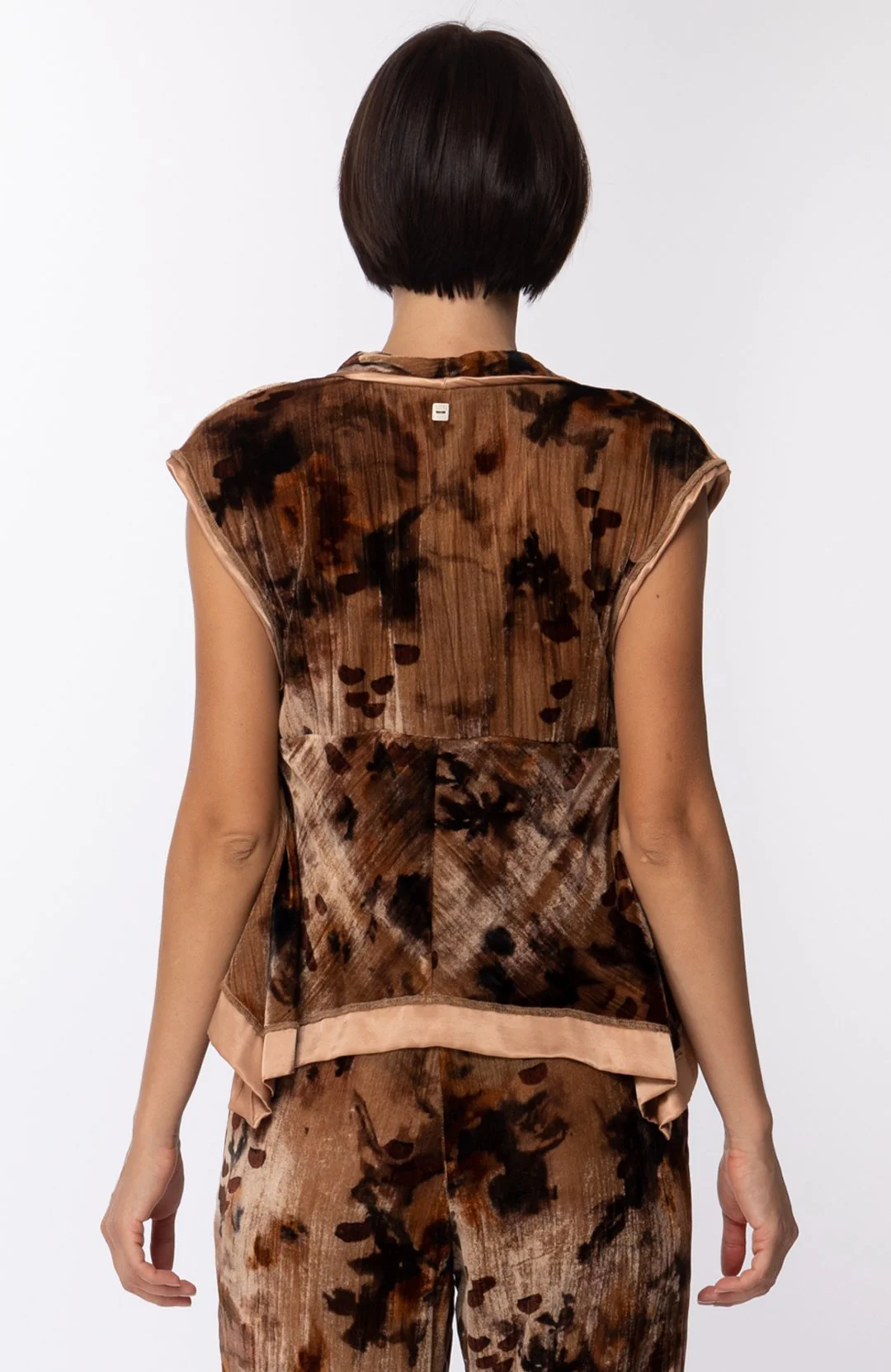 Gilet In Velluto Fantasia con Profili In Raso - Image 3