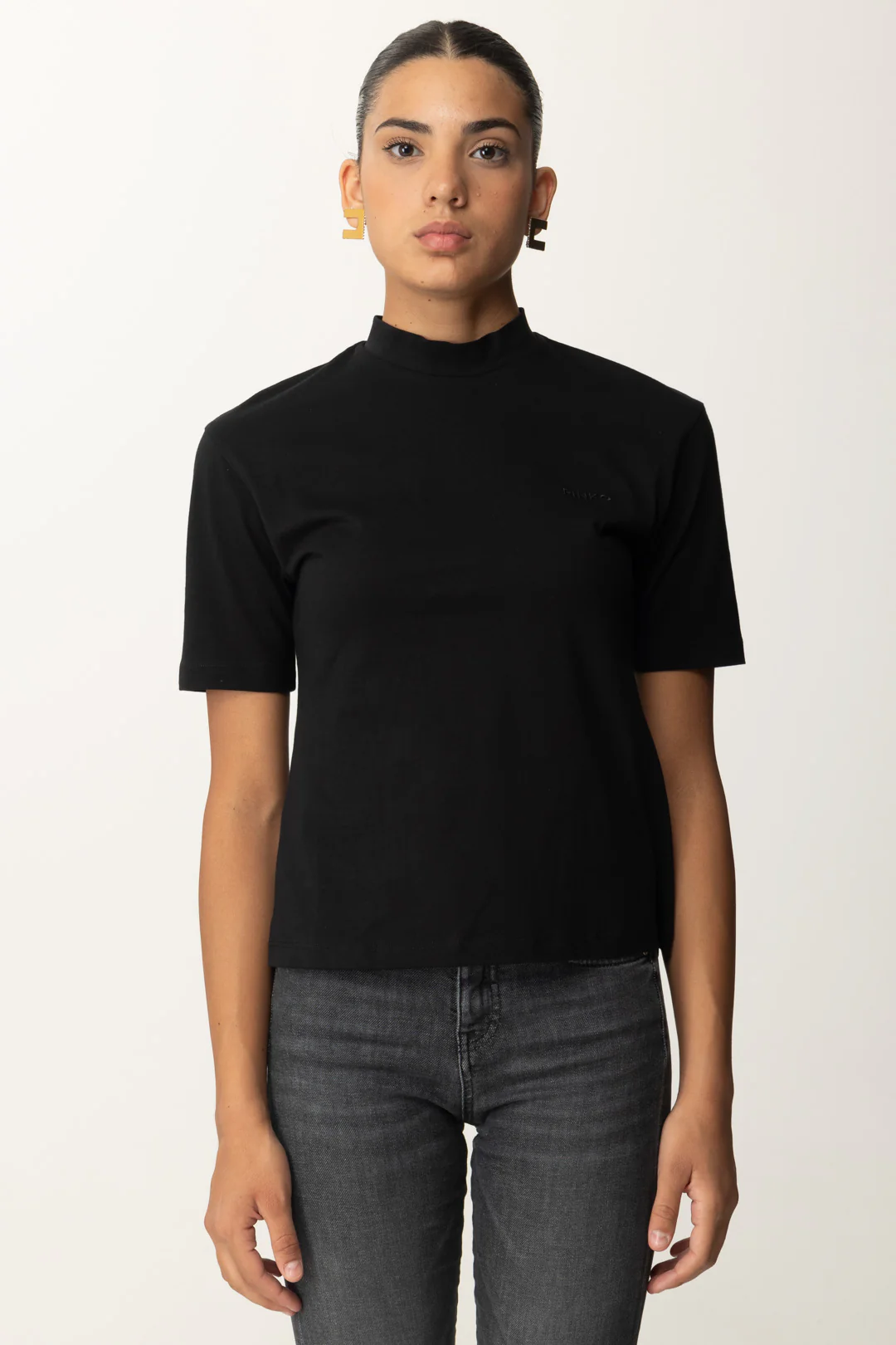 T-shirt Collo Alto con Ricamo Logo - Image 3