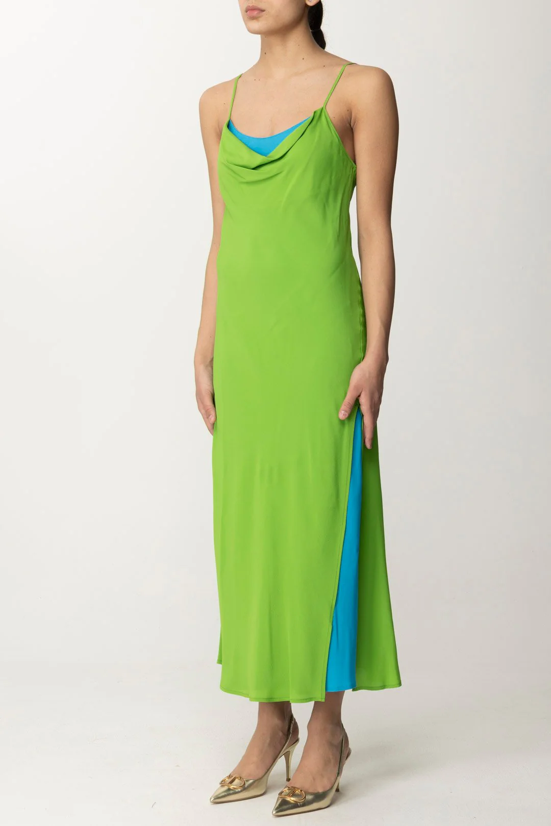 Abito Bicolore In Crepe De Chine Adelina - Image 3