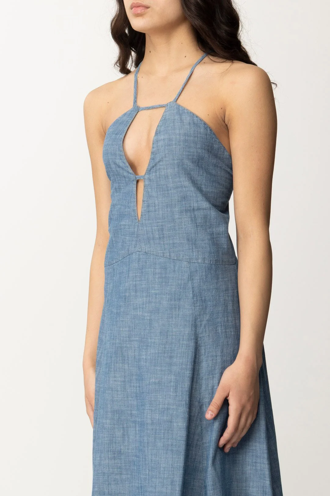 Abito Lungo In Chambray con Cut-out Artemia - Image 3