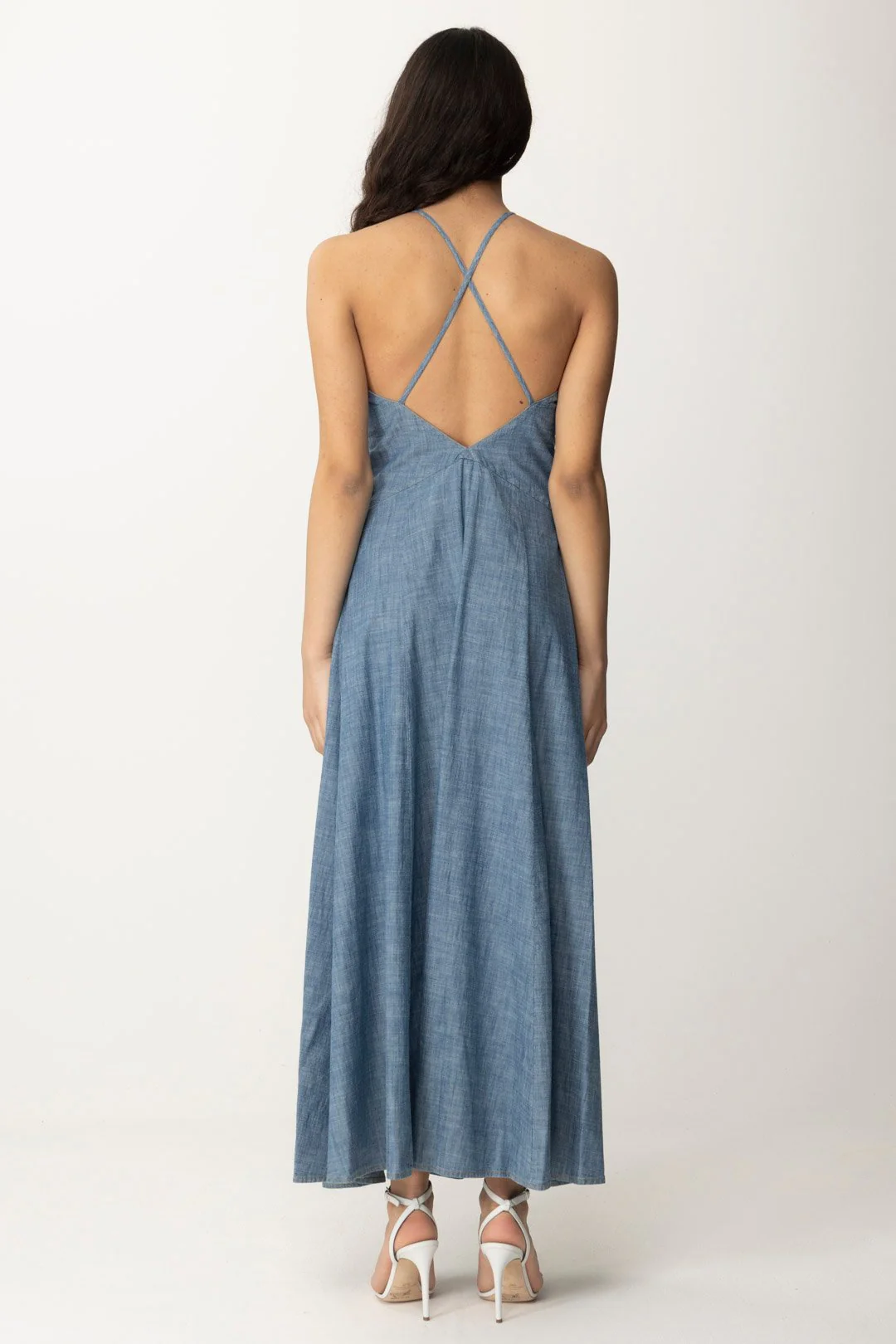 Abito Lungo In Chambray con Cut-out Artemia - Image 4