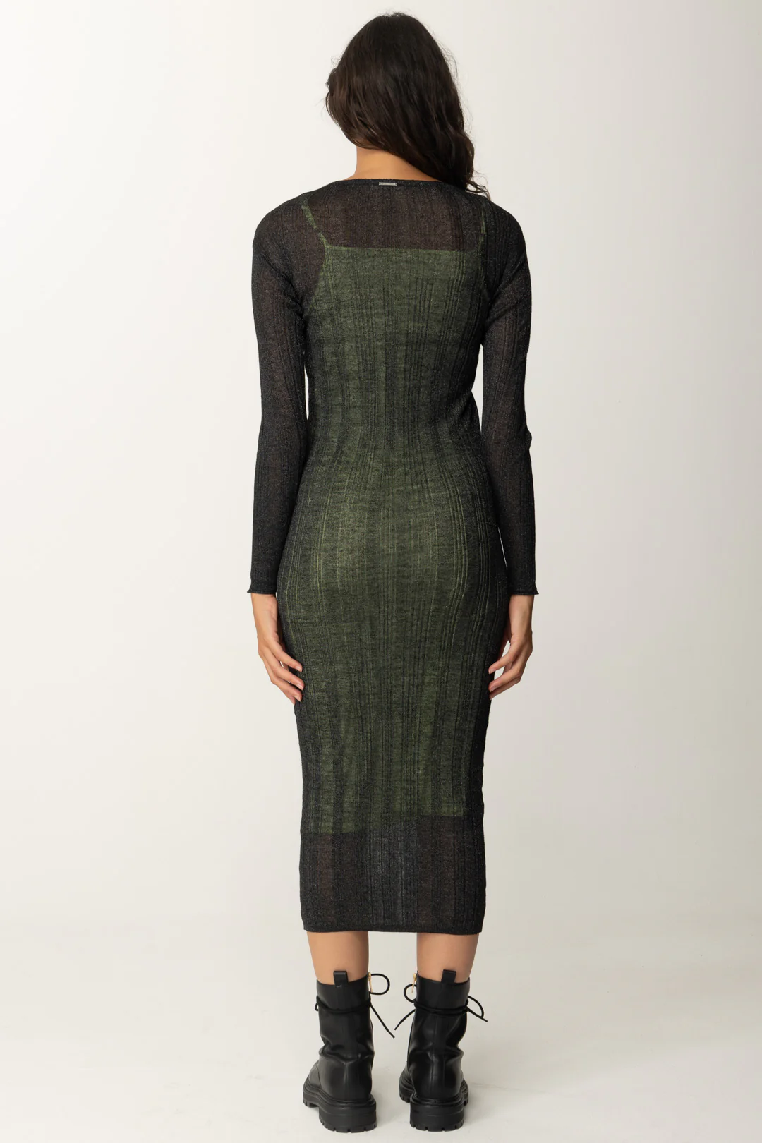 Abito Lungo Fitted In Maglia a Costine - Image 4